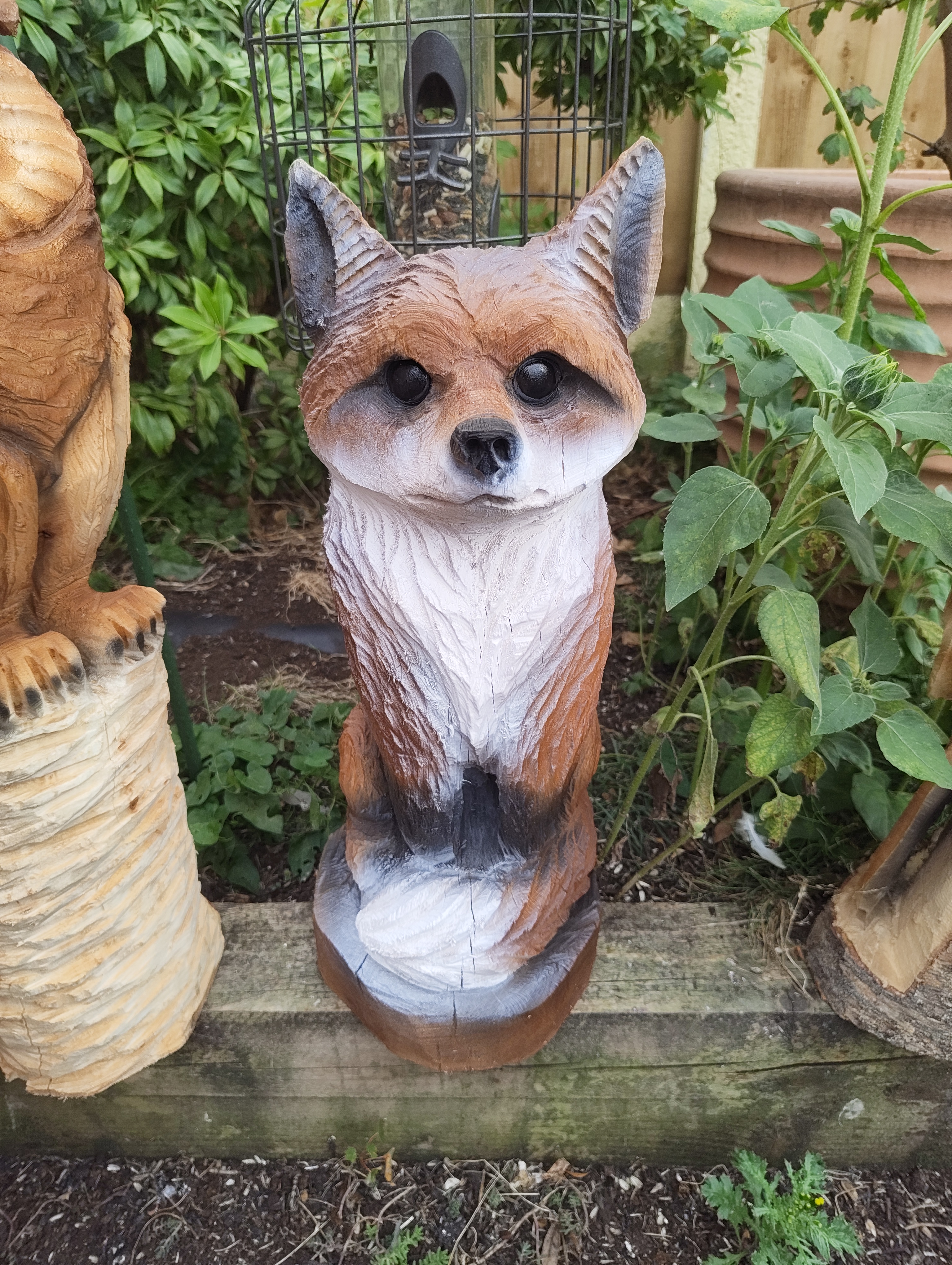 Oak fox carving 50 cm